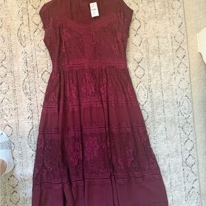 Boheme Deep Burgundy Midi Dress